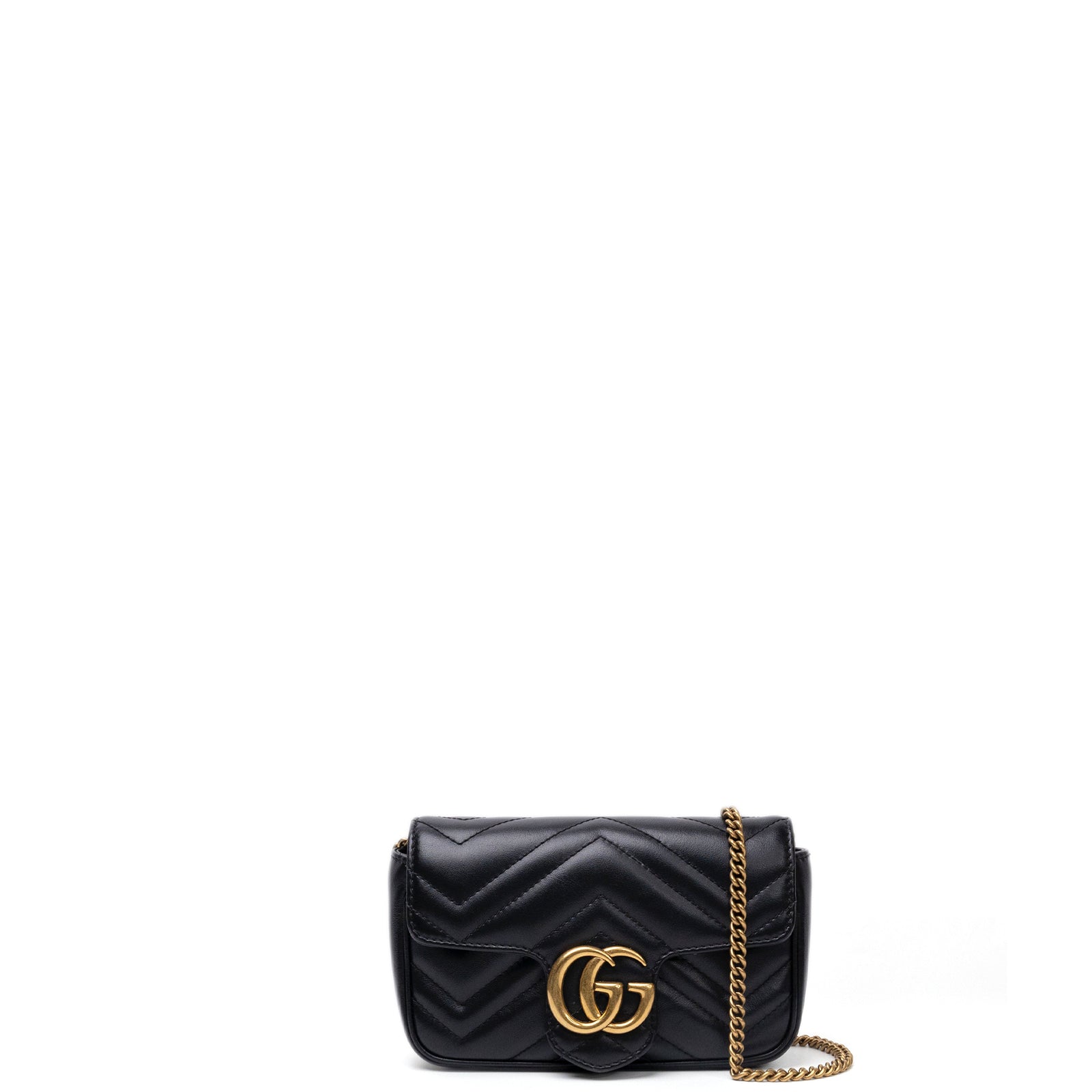 GUCCI GG MARMONT SUPER MINI BLACK GHW