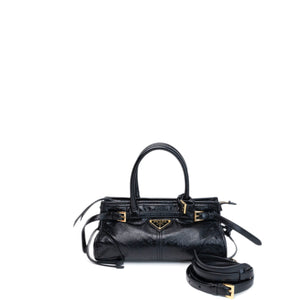 PRADA MINI BONNIE HANDBAG BLACK CALFSKIN GHW