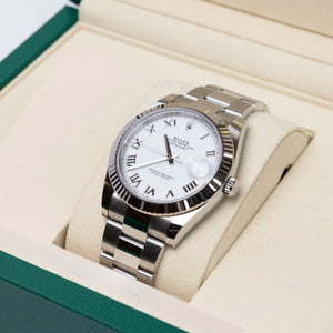 ROLEX DATEJUST 41 WHITE ROMAN DIAL FKUTED BEZEL