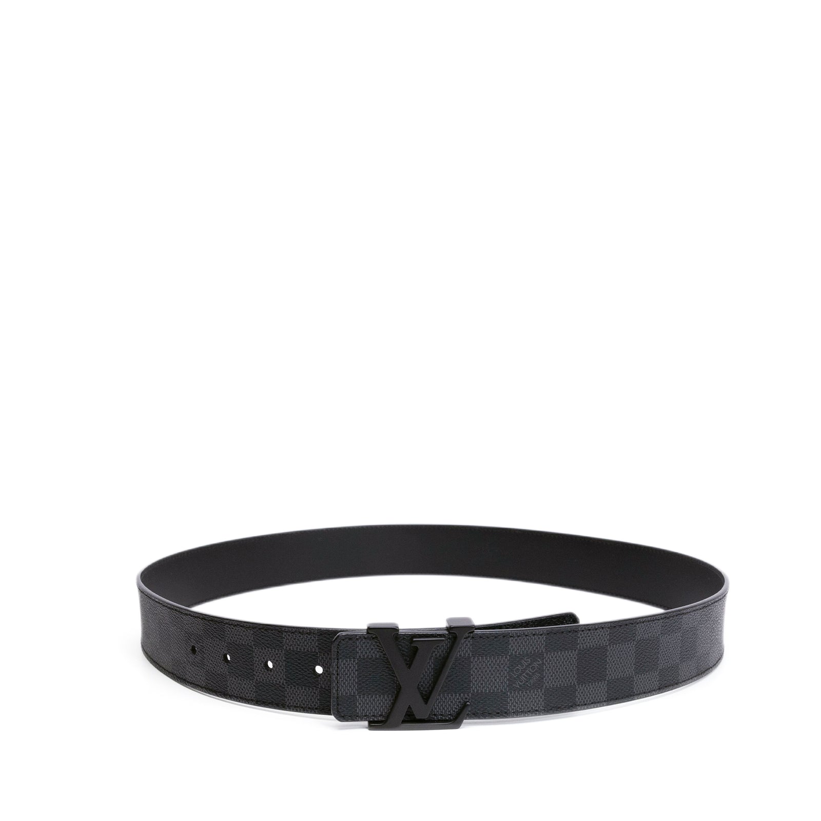LOUIS VUITTON INITIALS 40MM BELT DAMIER EBENE BLACK WITH BLACK HARDWARE