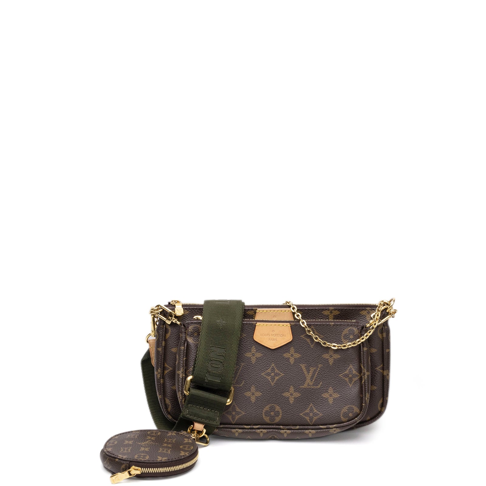 LOUIS VUITTON MULTI POCHETTE ACCESSORIES KHAKI MONOGRAM CANVAS GHW (MICROCHIP)