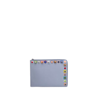 FENDI RAINBOW STUD POUCH NAVY BLUE LEATHER SHW