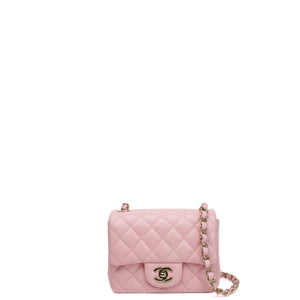 CHANEL MINI SQUARE FLAP BAG LAMBSKIN LIGHT PINK LGHW (MICROCHIP)
