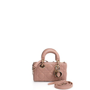 CHRISTIAN DIOR D-JOY MICRO BAG PINK LAMBSKIN LEATHER LGHW