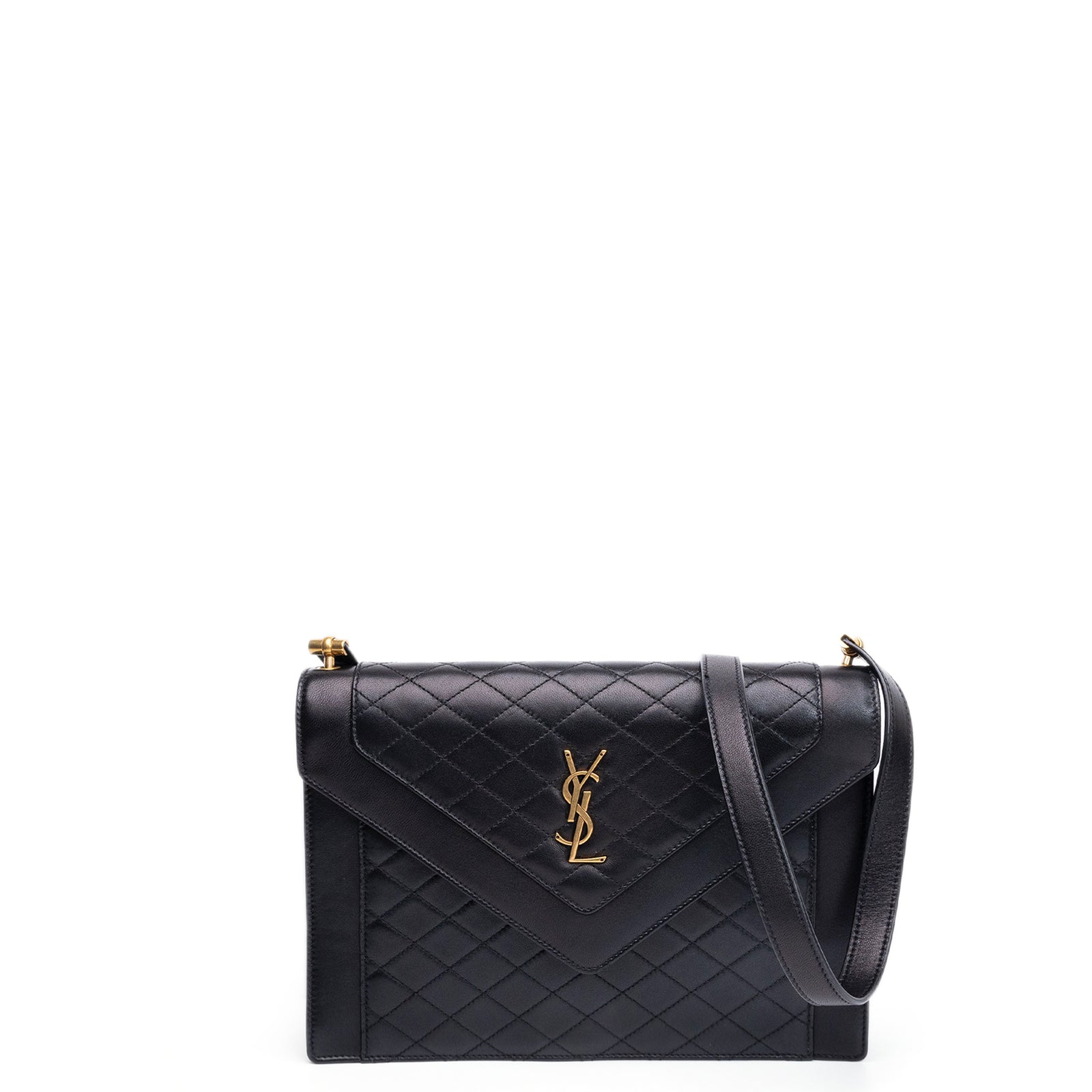 SAINT LAURENT GABY QUILTED SATCHEL BAG BLACK LAMBSKIN LEATHER GHW