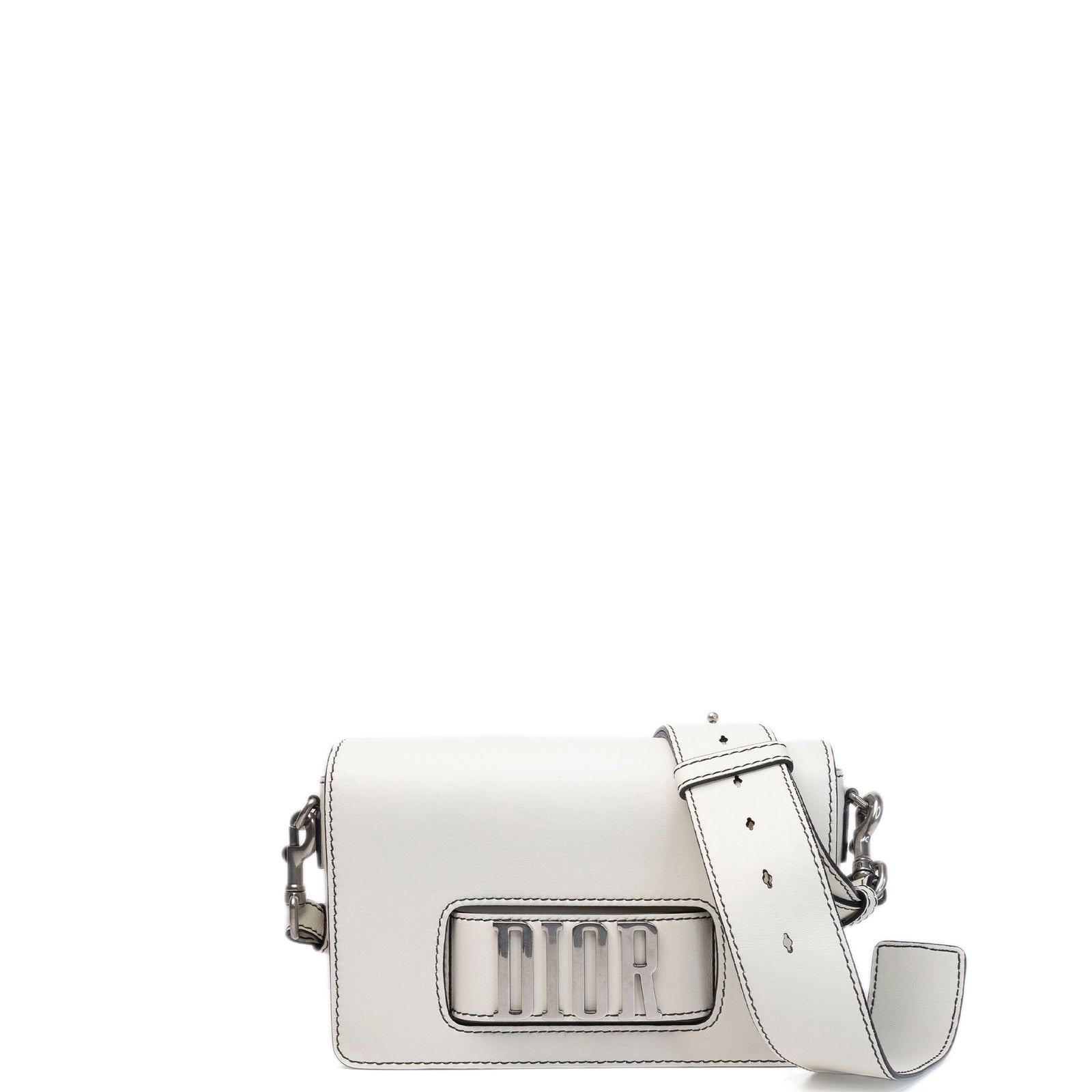 CHRISTIAN DIOR DIOR REVOLUTION FLAP BAG WHITE CALFSKIN SHW