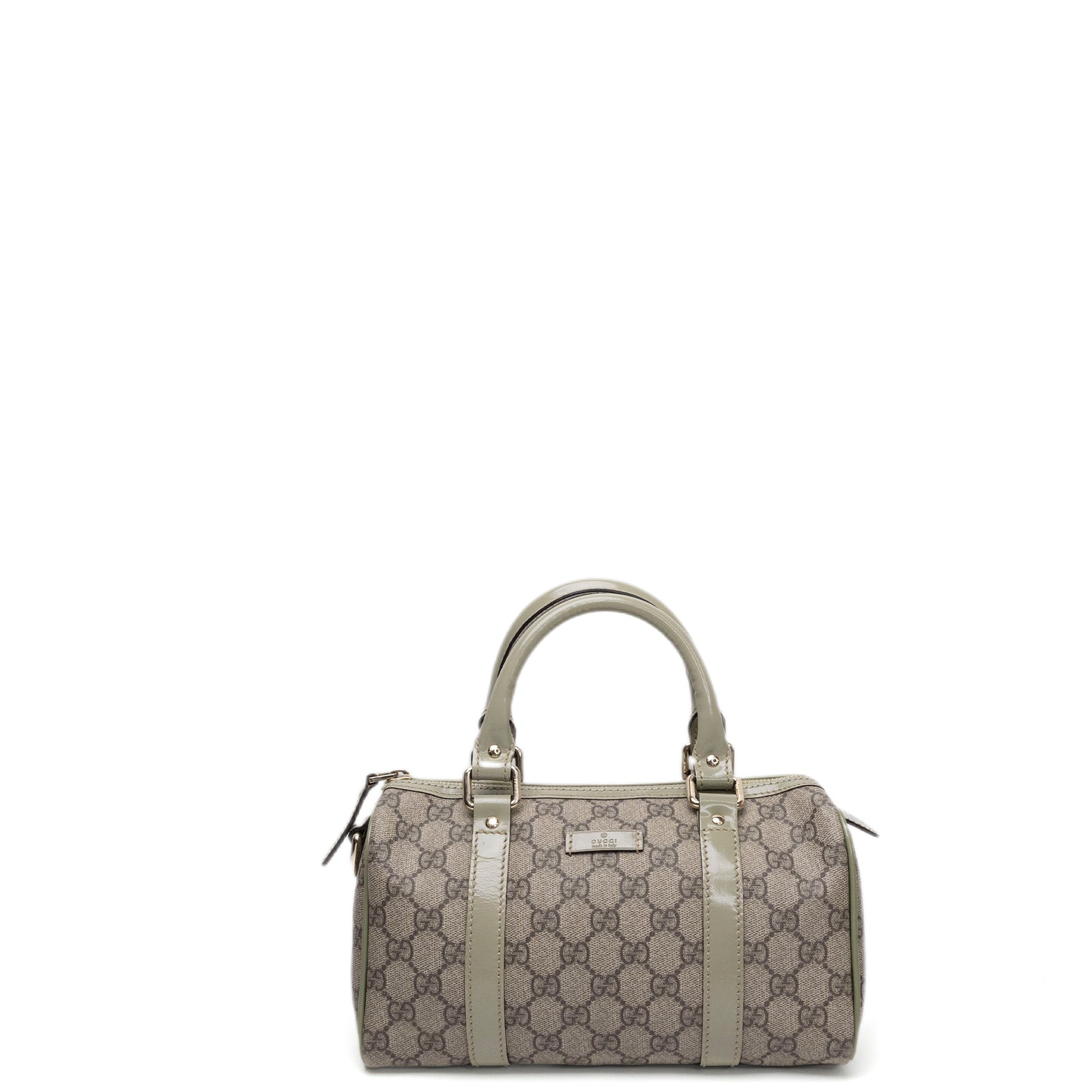 GUCCI GG MONOGRAM MINI JOY BOSTON BAG BEIGE / GREEN GHW