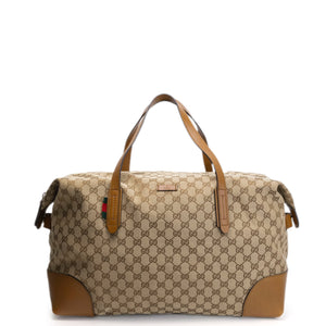 GUCCI BOSTON BAG GG CANVAS BROWN TOTE BAG SHW