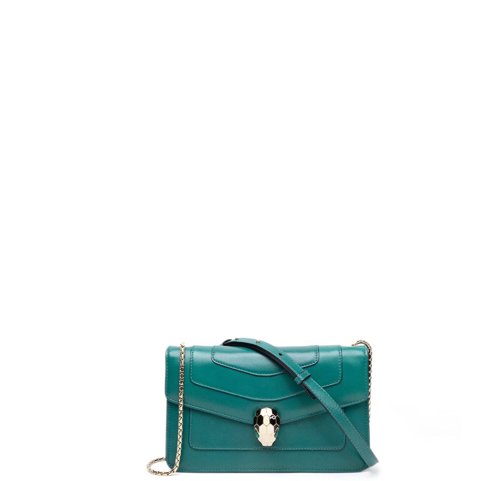 BVLGARI SERPENTI FOREVER WALLET ON CHAIN CALFSKIN GREEN LGHW