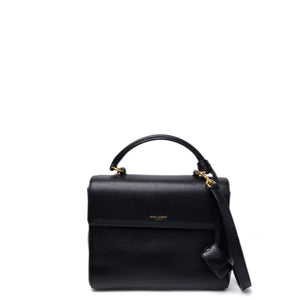 SAINT LAURENT SAC MOUJIK TOP HANDLE BLACK GRAINED LEATHER GHW