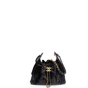 CHANEL MINI 25 BAG AGED CALFSKIN BLACK MULTICOLOUR HARDWARE (MICROCHIP)