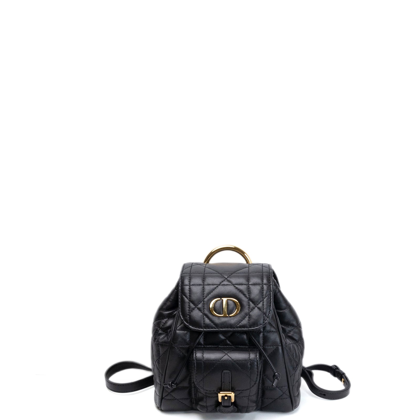 CHRISTIAN DIOR SMALL DIOR CARO BACKPACK BLACK MACROCANNAGE LAMBSKIN GHW