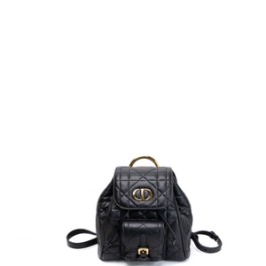 CHRISTIAN DIOR SMALL DIOR CARO BACKPACK BLACK MACROCANNAGE LAMBSKIN GHW