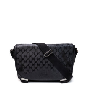 GUCCI SUPREME MESSENGER BAG BLACK COATED CANVAS SHW