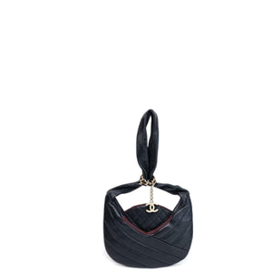 CHANEL VINTAGE CHEVRON SMALL CHAIN EVENING BAG LGHW