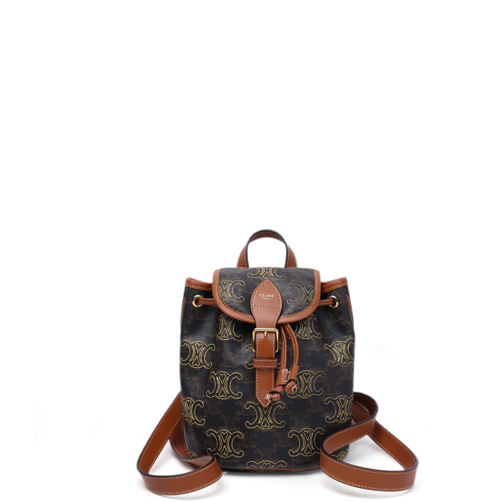 CELINE MINI BACKPACK FOLCO TRIOMPHE CANVAS / CALFSKIN BLACK GHW