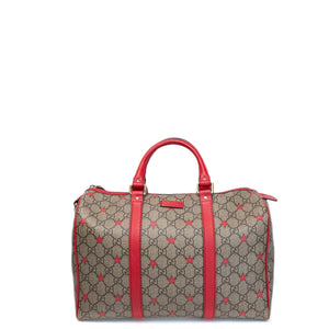 GUCCI GG SUPREME MEDIUM JOY BOSTON BAG BEIGE / RED GHW