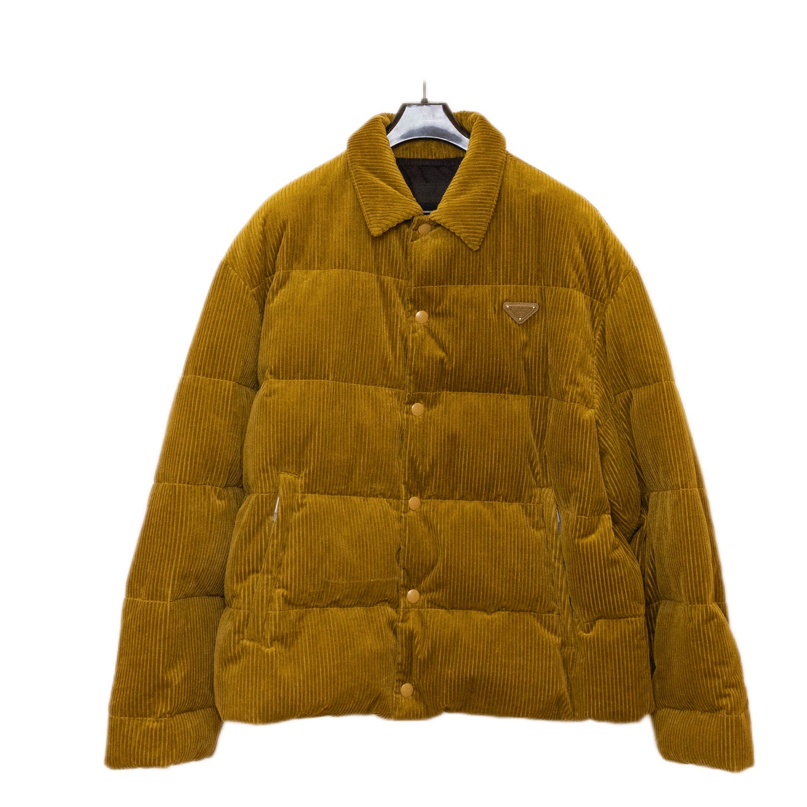 PRADA COTTON CORDUROY DOWN PUFFER MEN JACKET BROWN SIZE M