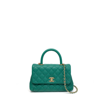 CHANEL SMALL COCO HANDLE CAVIAR GREEN LGHW