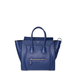 CELINE MICRO LUGGAGE TOTE BLUE CALFSKIN GHW
