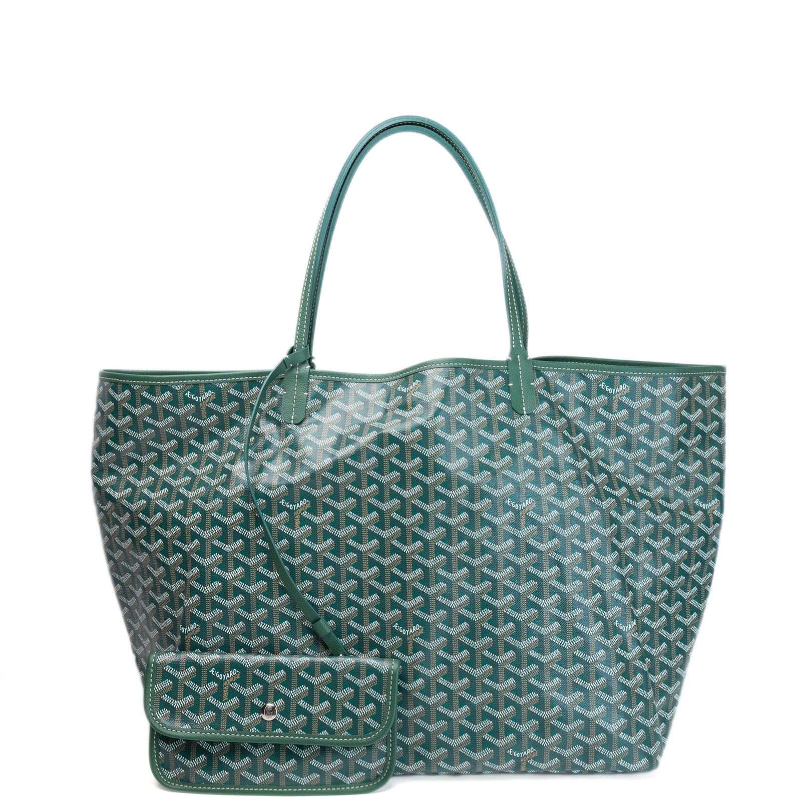 GOYARD SAINT LOUIS PM TOTE BAG GOYARDINE CANVAS GREEN SHW