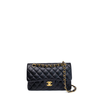 CHANEL SMALL CLASSIC DOUBLE FLAP BAG BLACK CAVIAR GHW