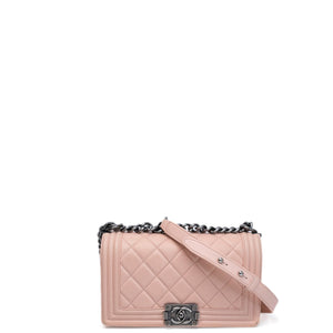 CHANEL MEDIUM LEBOY LIGHT PINK CALFSKIN LEATHER SHW