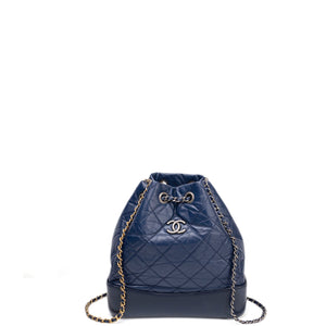 CHANEL SMALL GABRIELLE BACKPACK AGED CALFSKIN NAVY BLUE / BLACK RUTHENIUM HARDWARE