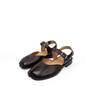 MAISON MARGIELA TABI LEATHER SANDALS BROWN SIZE 37
