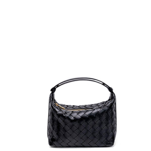 BOTTEGA VENERA MINI WALLACE SHOULDER BAG CALFSKIN BLACK GHW