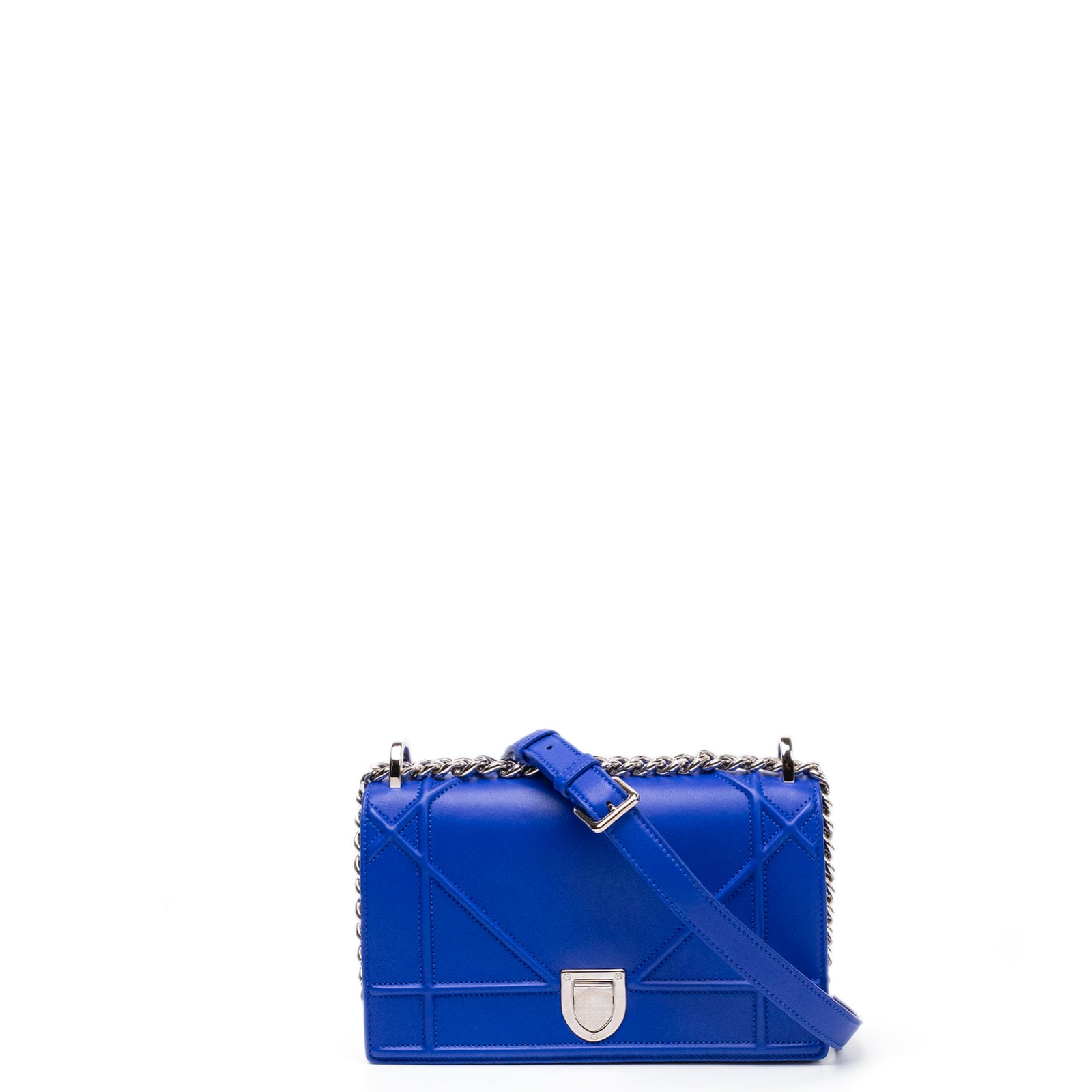 CHRISTAIN DIOR DIORAMA WALLET ON CHAIN BLUE LAMBSKIN LEATHER SHW