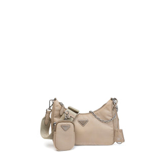 PRADA RE-EDITION 2005 SHOULDER BAG RE-NYLON BEIGE SHW