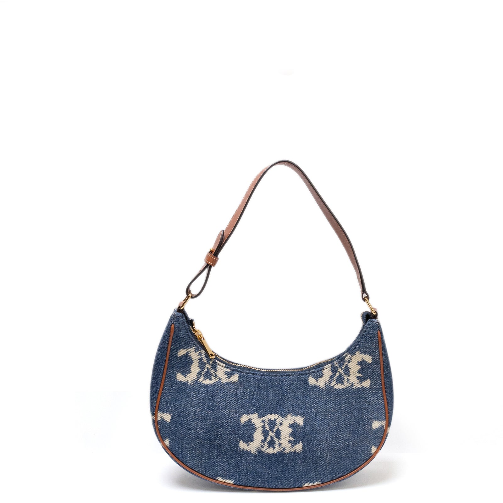 CELINE MEDIUM AVA BAG TRIOMPHE DENIM NAVY/ TAN. GHW