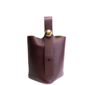 LOEWE MEDIUM PEBBLE BUCKET BAG DARK BURGUNDY CALFSKIN GHW