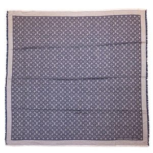 LOUIS VUITTON SILK WOOL MONOGRAM DENIM SHAWL PEARL GREY