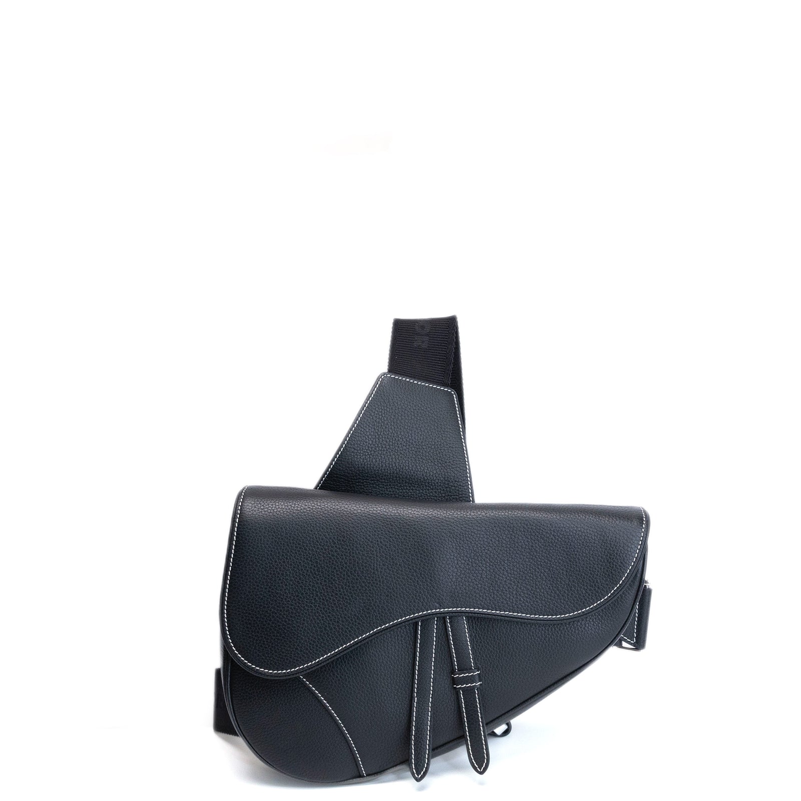 CHRISTIAN DIOR SADDLE BAG BLACK GRAINED CALFSKIN SHW