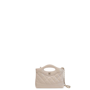CHANEL 31 BAG NANO BEIGE LAMBSKIN LGHW