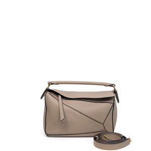 LOEWE SMALL PUZZLE BAG GRAINED CALFSKIN SAND GHW