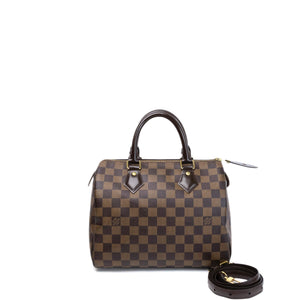 LOUIS VUITTON SPEEDY BANDOULIERE 25 DAMIER EBENE CANVAS / LEATHER GHW