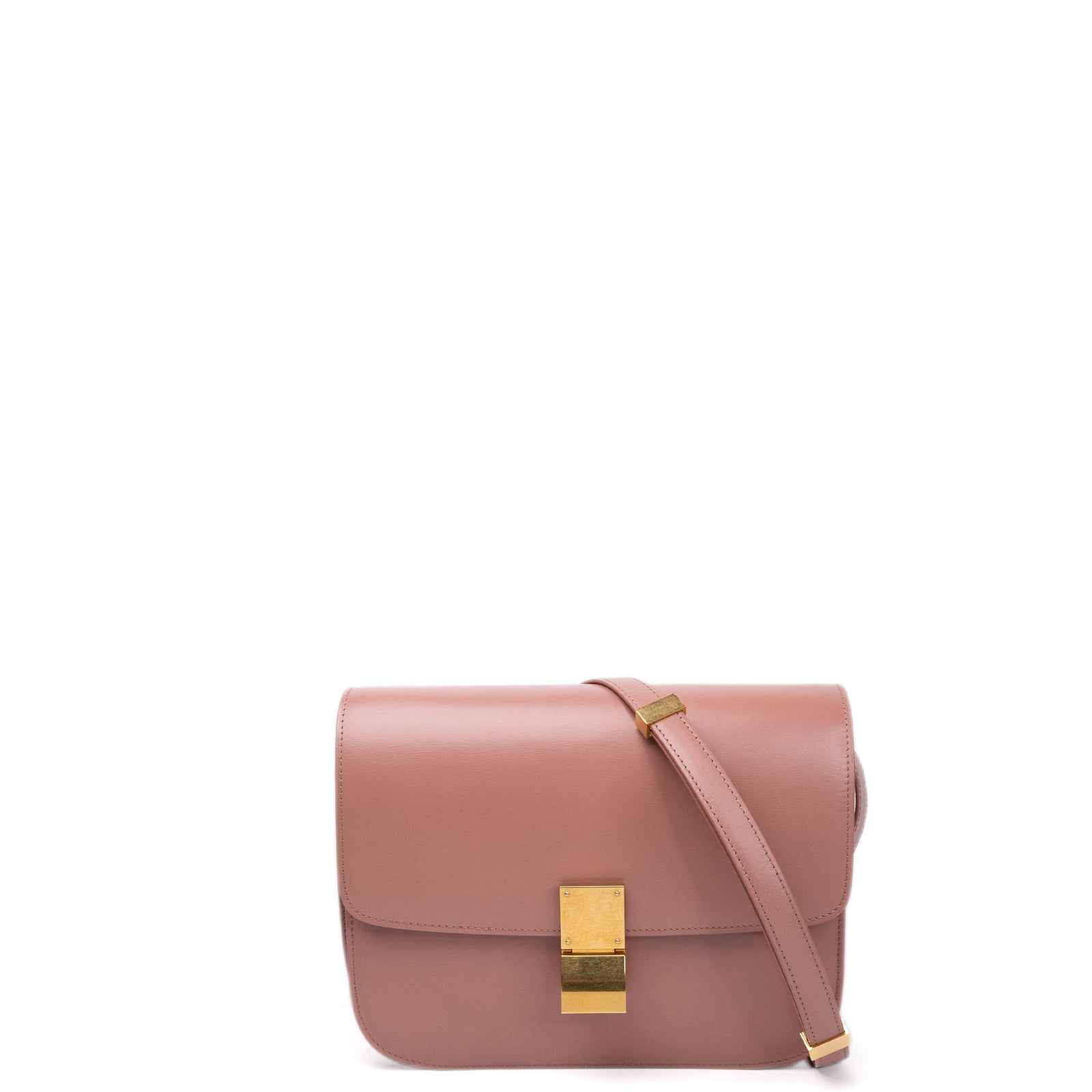 CELINE MEDIUM CLASSIC BOX BAG PINK CALFSKIN LEATHER GHW