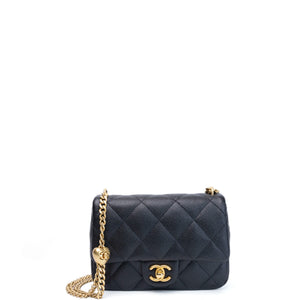 CHANEL COCO LOVE FLAP BAG BLACK CAVIAR GHW (MICROCHIP)