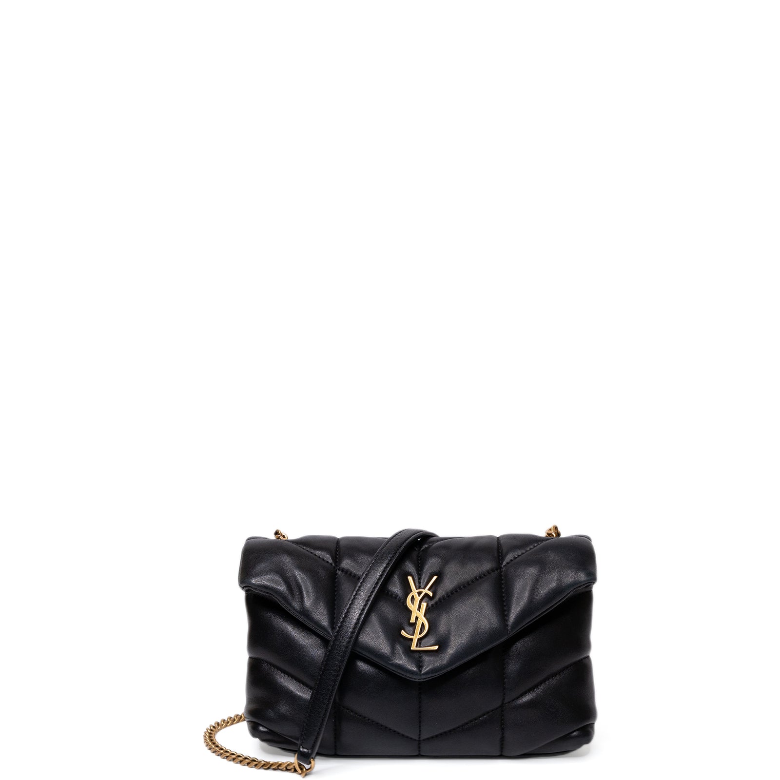 SAINT LAURENT PUFFER BAG TOY BLACK NAPPA LEATHER GHW