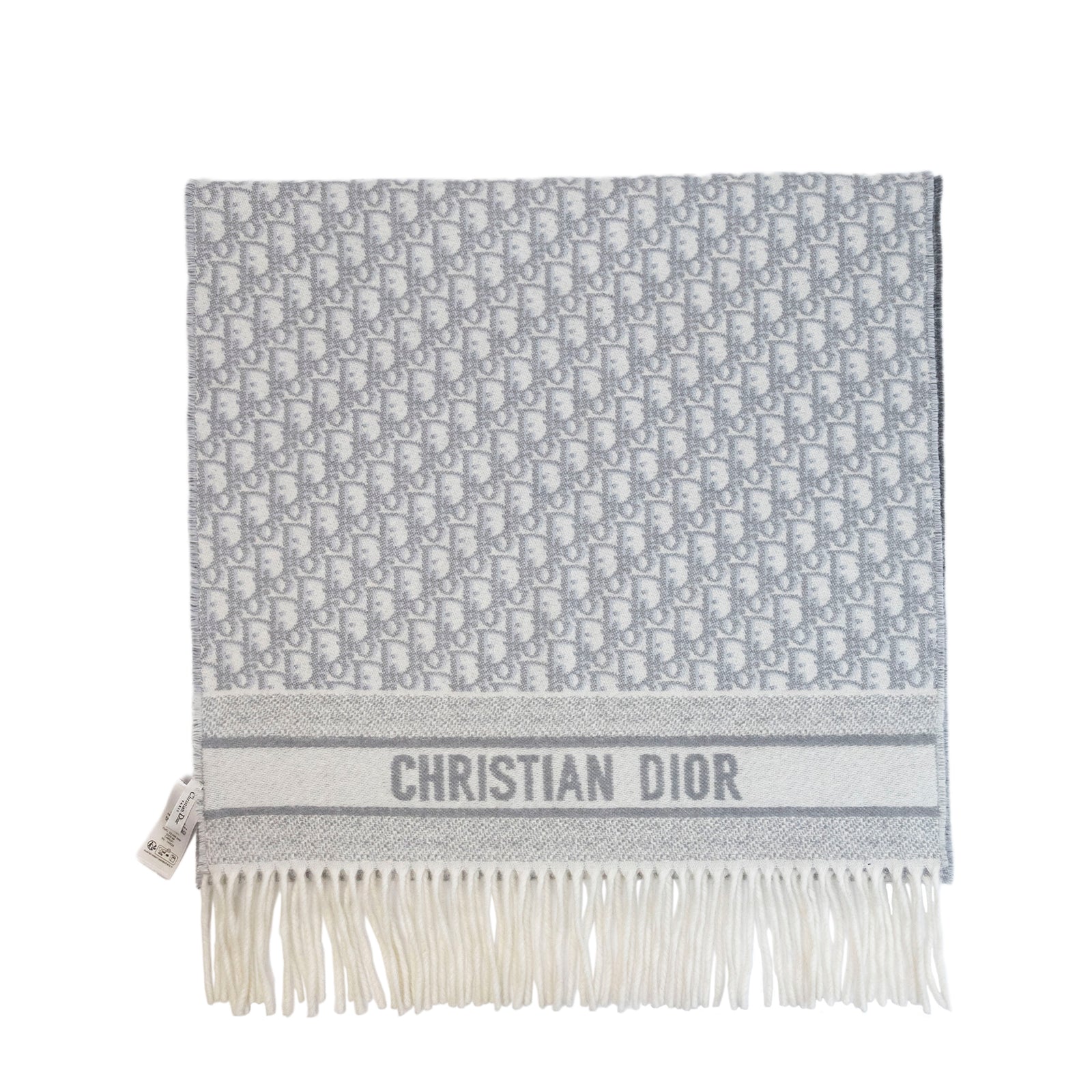 CHRISTIAN DIOR OBLIQUE STOLE CASHMERE GRAY SCARF