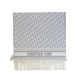 CHRISTIAN DIOR OBLIQUE STOLE CASHMERE GRAY SCARF