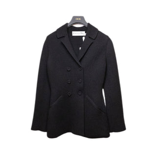 CHRISTIAN DIOR 30 MONTAIGNE KNIT WOOL DOUBLE BREASTED BAR JACKET BLACK SIZE 4