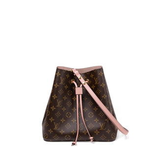 LOUIS VUITTON NEO NOE BROWN/ ROSE POUDRE MONOGRAM CANVAS GHW