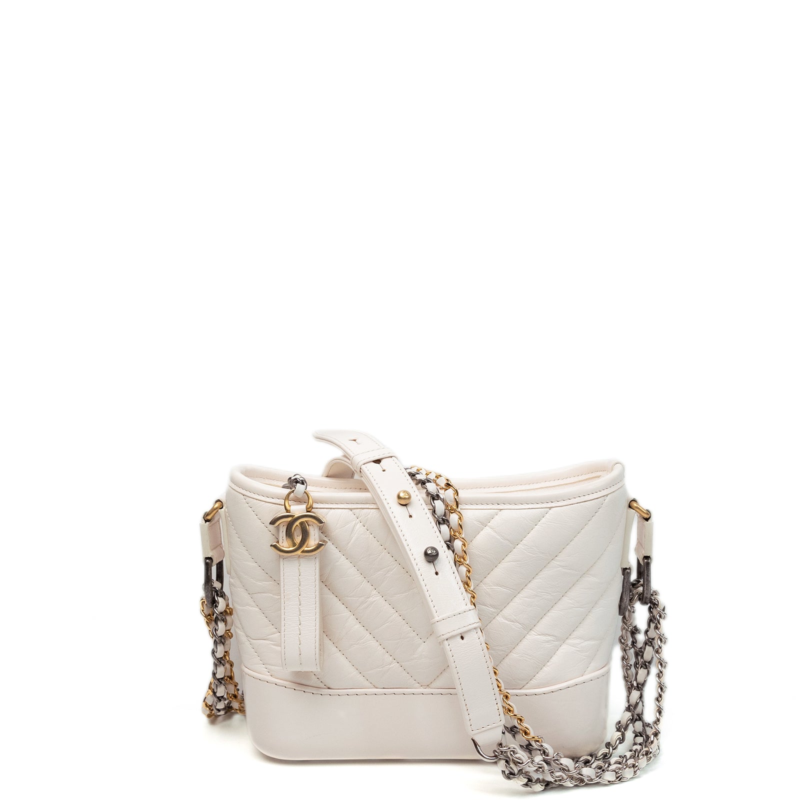 CHANEL SMALL GABRIELLE HOBO BAG WHITE CALFSKIN MULTICOLOUR HARDWARE