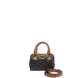 CELINE MINI BOSTON BAG TRIOMPHE CANVAS / CALFSKIN TAN GHW