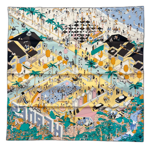 HERMES HERMES ON THE BEACH SILK SCARF 90CM