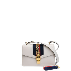 GUCCI MEDIUM SYLVIE SHOULDER BAG CALFSKIN WHITE GHW